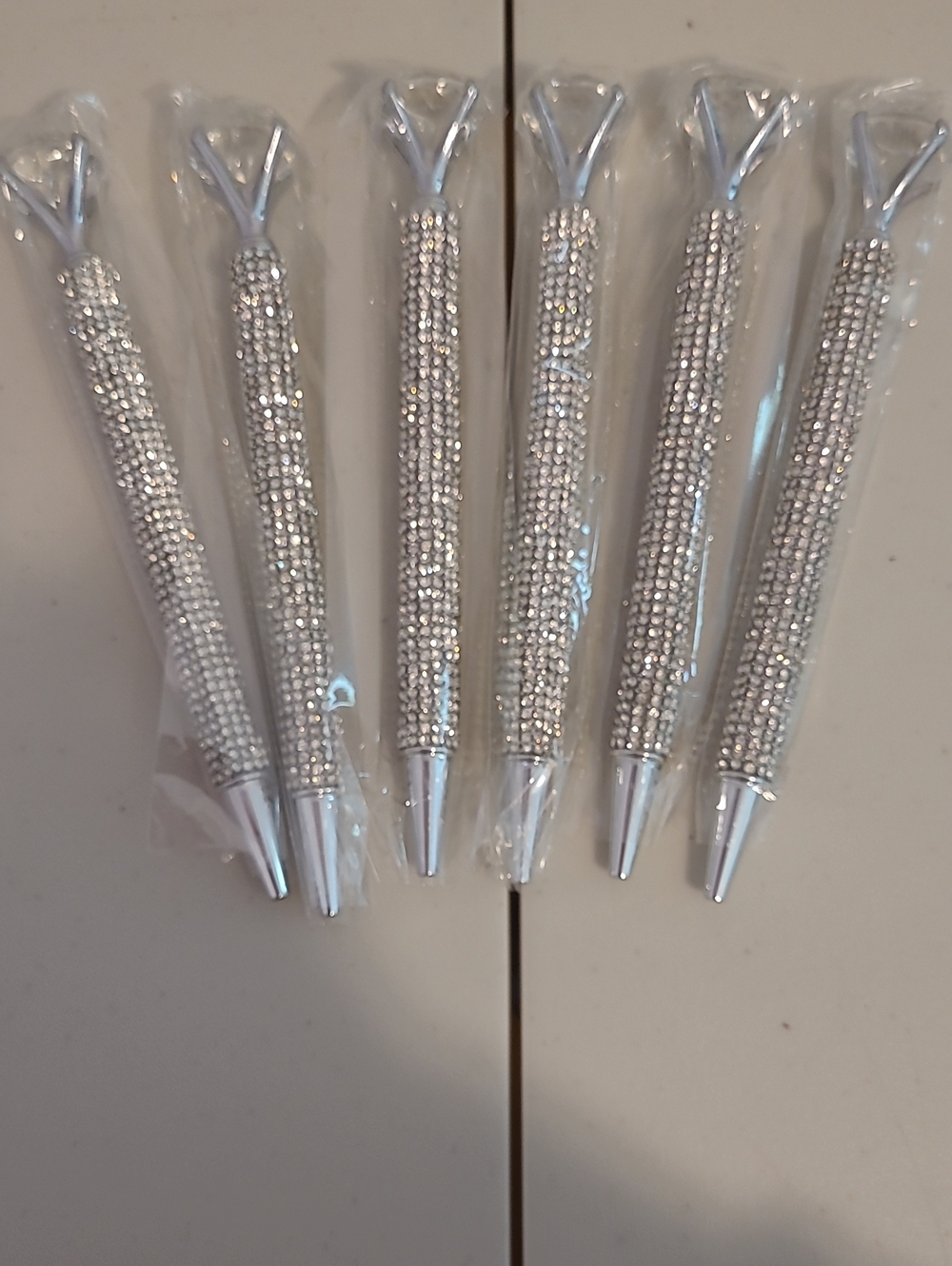 Silver Rhinestone Diamond-Tip Ballpoint Pens - Set of 6